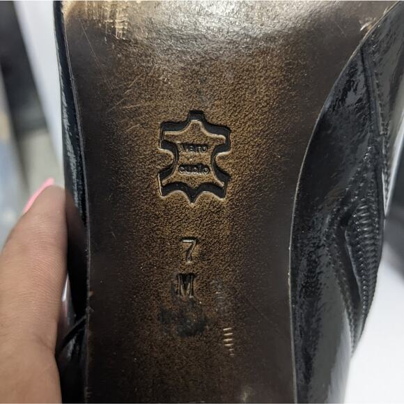 Donald Pliner Ladies Rula Black Patent Stiletto ankle Boot 7 - Picture 11 of 14